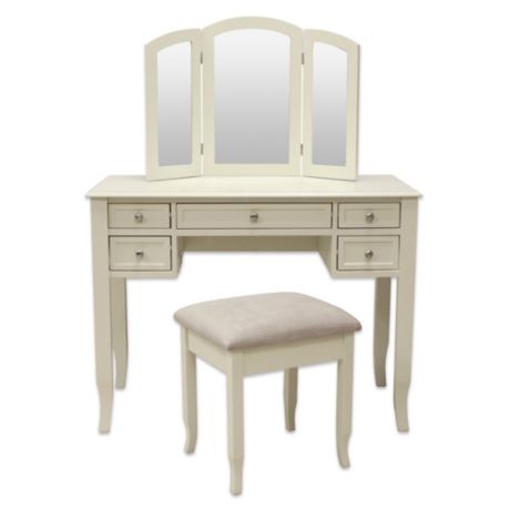 Charlotte 2 Piece Vanity Set With Power, Bed Bath And Beyond Vanity Chair With Back