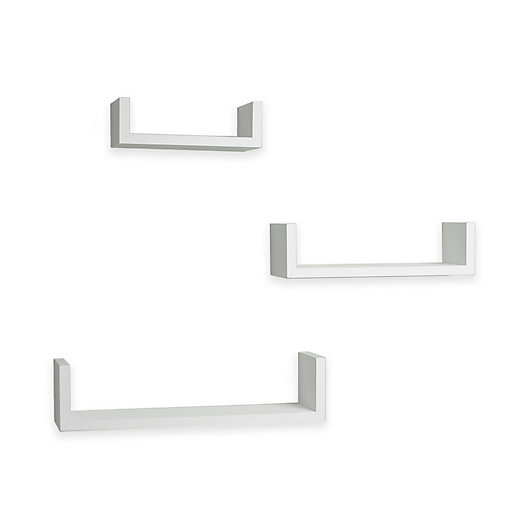 Alternate image 1 for Danya B™ Floating U laminated Shelves  in White (Set of 3)