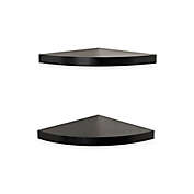 Danya B&trade; Veneer Radial Corner Shelves in Laminated Black (Set of 2)