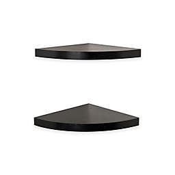 Danya B™ Veneer Radial Corner Shelves in Laminated Black (Set of 2)