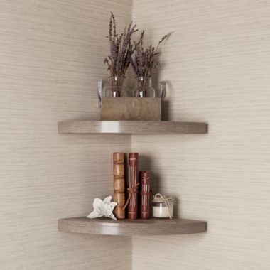 Danya B Black Laminate Large Radial Corner Wall Shelf Set of 2 