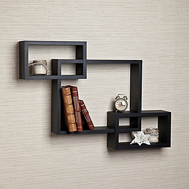 Danya B&trade; Intersecting Cubbies Wall Shelf in Black. View a larger version of this product image.
