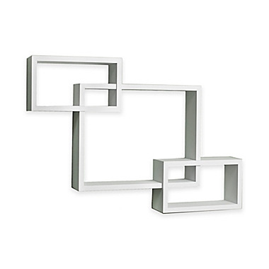 Danya B&trade; Intersecting Wall Shelf in Laminated White. View a larger version of this product image.