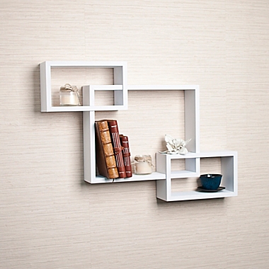 Danya B&trade; Intersecting Wall Shelf in Laminated White. View a larger version of this product image.