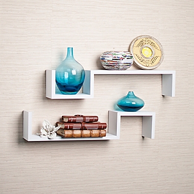Danya B&trade; &quot;S&quot; Wall Mount Shelves in Laminated White (Set of 2). View a larger version of this product image.