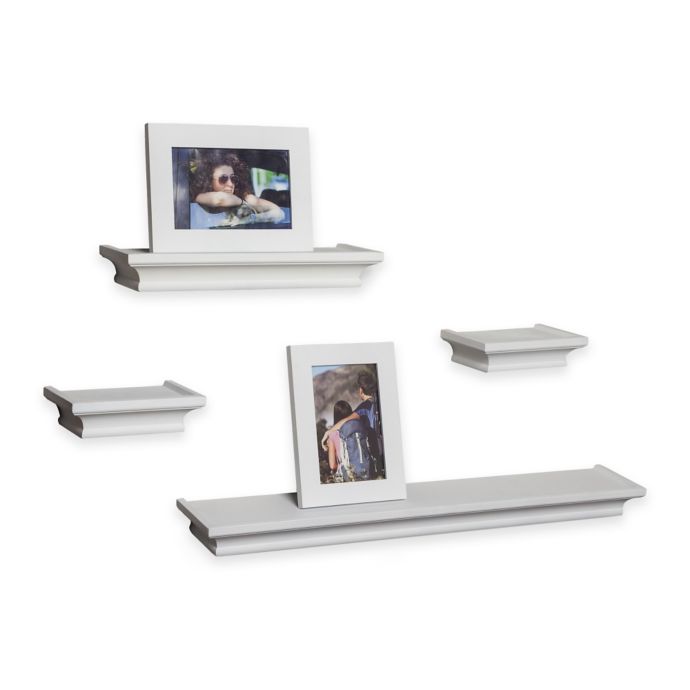 Danya B 6 Piece Cornice Shelves And Frames Set In White Bed