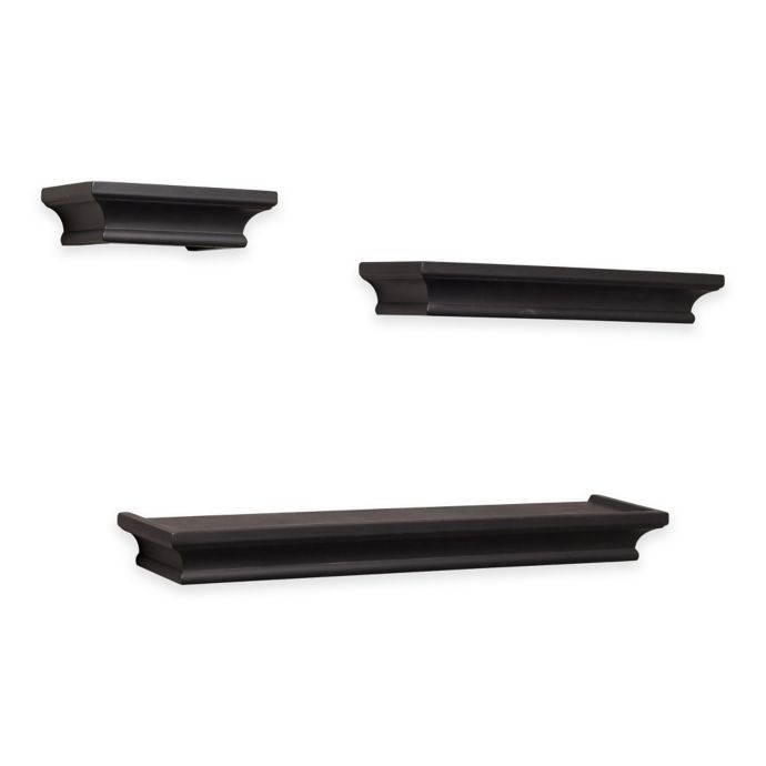 Danya B 3 Piece Cornice Ledge Shelves Set In Black Bed Bath