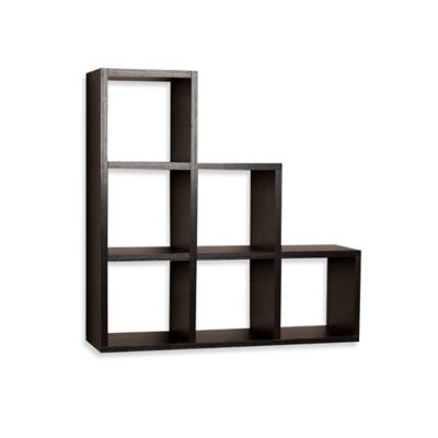 Danya B&trade; Stepped 6 Cubby Decorative Shelf in Laminated Black