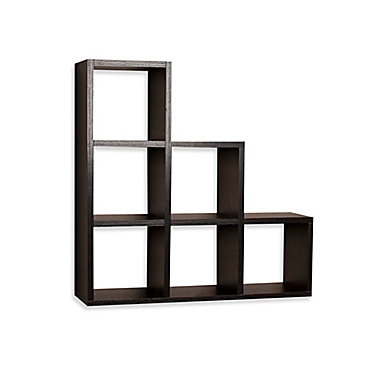Danya B&trade; Stepped 6 Cubby Decorative Shelf in Laminated Black. View a larger version of this product image.