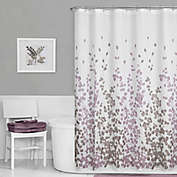 Maytex Leaf Print Fabric Shower Curtain in Purple