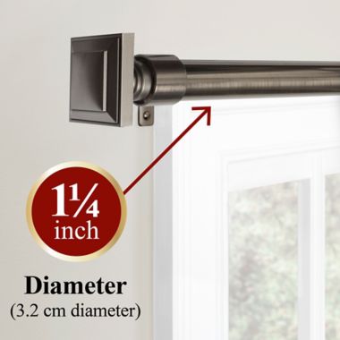 Maytex Premium Smart 48-Inch to 120-Inch Adjustable Single Curtain Rod Set in Graphite. View a larger version of this product image.