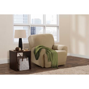Zenna Home Smart Fit Stretch Suede 4-Piece Recliner Slipcover in Tan. View a larger version of this product image.