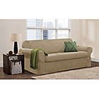 Alternate image 1 for Zenna Home Smart Fit Stretch Suede 2-Piece Sofa Slipcover in Tan