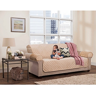 Zenna Home Smart Fit Plush 3-Piece Waterproof Sofa Cover in Sand. View a larger version of this product image.