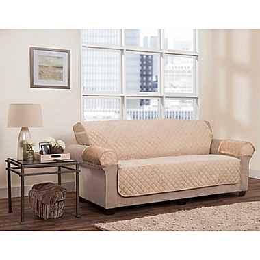 Zenna Home Smart Fit Plush 3-Piece Waterproof Sofa Cover in Sand. View a larger version of this product image.
