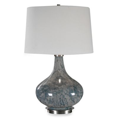 ZAHLIA URBAN EMBOSSED CERAMIC ACCENT BUFFET TABLE LAMP BRASS METAL UTTERMOST 