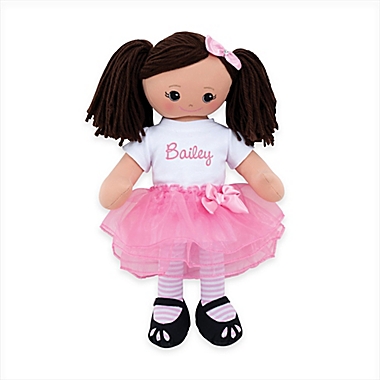 Personalized Ballerina Doll with Tutu and Bow in Pink/White. View a larger version of this product image.