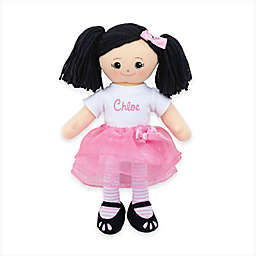 Personalized Ballerina Doll with Tutu and Bow in Pink/White
