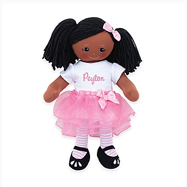 Brown Skin Personalized Ballerina Doll with Tutu and Bow in Pink/White. View a larger version of this product image.