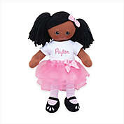 Brown Skin Personalized Ballerina Doll with Tutu and Bow in Pink/White