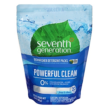 Seventh Generation&reg; 20-Count Free and Clear Dishwasher Detergent Packs. View a larger version of this product image.