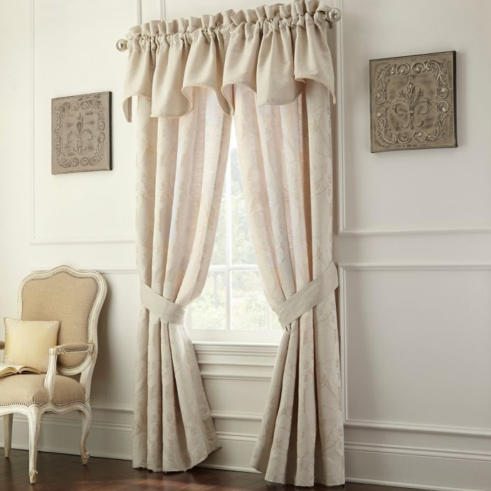 Waterford® Linens Genevieve Scalloped Window Valance in Ivory Bed
