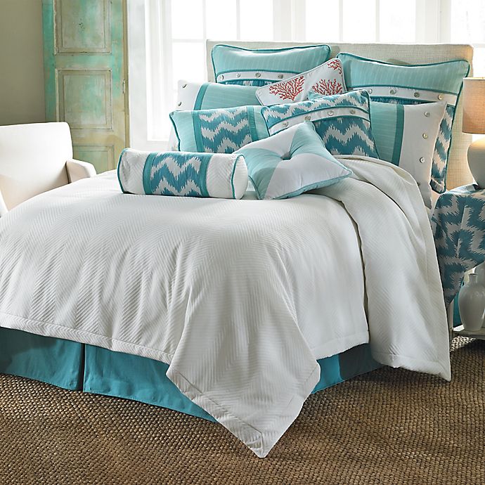 Alternate image 1 for HiEnd Accents Catalina Duvet Cover Set in Aqua/White