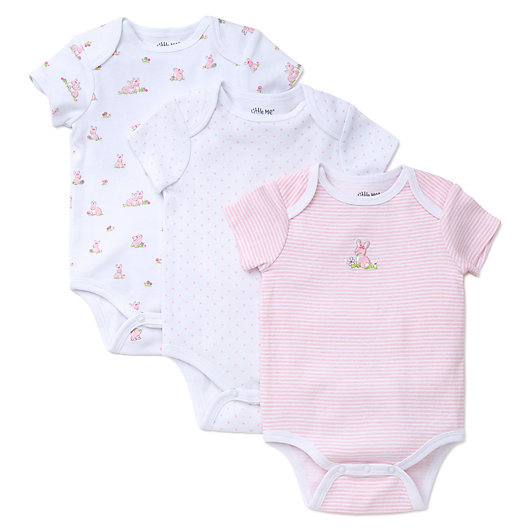 Alternate image 1 for Little Me® Baby Bunnies 3-Pack Bodysuits in Pink/White