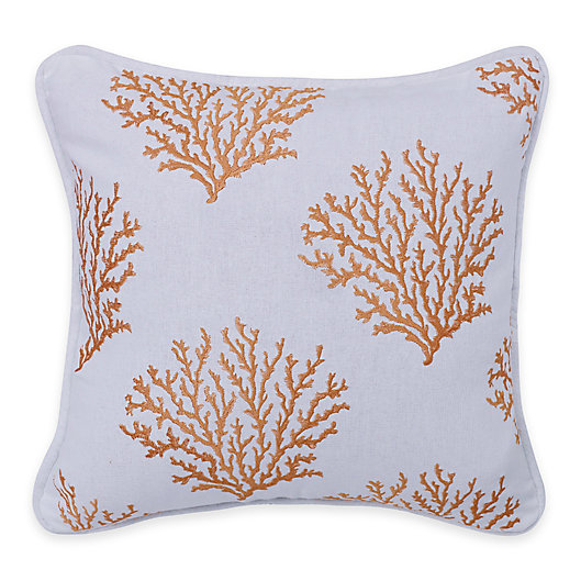 Alternate image 1 for HiEnd Accents Catalina Coral Square Throw Pillow in Saffron/White