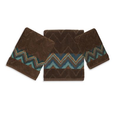 brown and turquoise towels