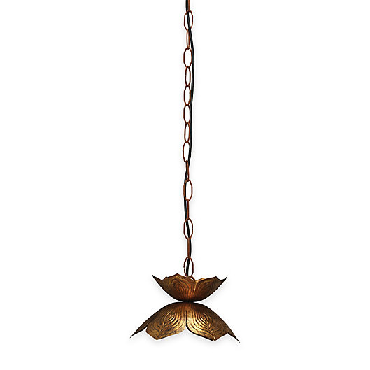 Alternate image 1 for Small Flowering Lotus 1-Light Pendant in Antique Gold