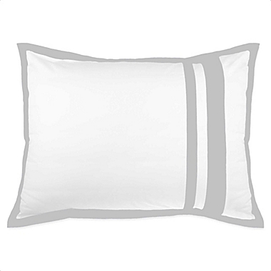 Wamsutta&reg; Hotel Border King Pillow Sham in White/Silver. View a larger version of this product image.