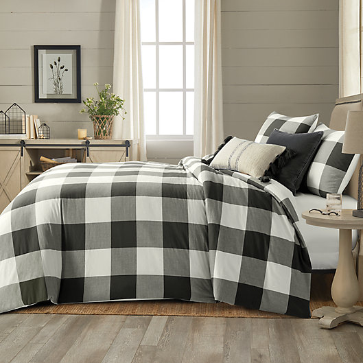 Alternate image 1 for Bee & Willow™ Yarn Dye Buffalo Check 3-Piece King Duvet Cover Set in Charcoal