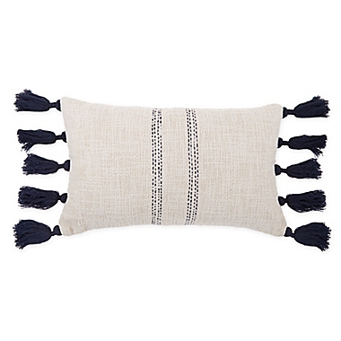 Bee &amp; Willow&trade; Woven Tassel Oblong Throw Pillow in Navy. View a larger version of this product image.
