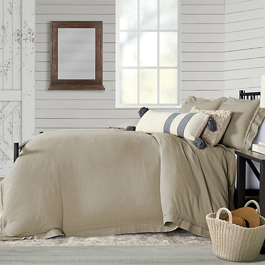 Alternate image 1 for Bee & Willow™ Washed Layered Trim 3-Piece King Duvet Cover Set in Stone