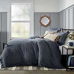Bee & Willow™ Washed Layered Trim 3-Piece Full/Queen Comforter Set in Navy