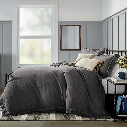 Alternate image 1 for Bee & Willow™ Home Washed Layered Trim 3-Piece Full/Queen Comforter Set in Grey