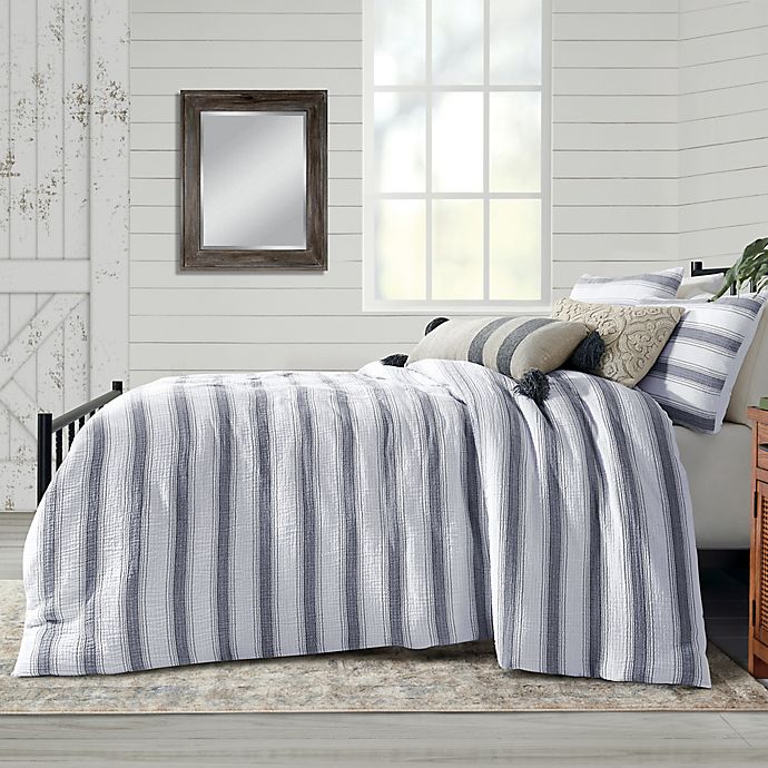 Alternate image 1 for Bee & Willow™ Dash Stitch Stripe 3-Piece King Duvet Cover Set in Grey/White