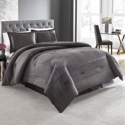 Lanco Huntley 4 Piece Comforter Set In Charcoal Bed Bath Beyond