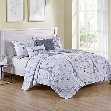 VCNY Home Paris Night Reversible King Quilt Set in Taupe. View a larger version of this product image.
