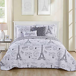 VCNY Home Paris Night Reversible Queen Quilt Set in Taupe