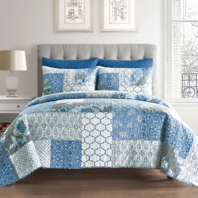 Ariel Cotton Quilt in Blue | Bed Bath & Beyond
