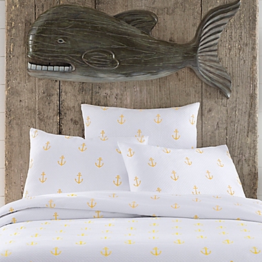 Lamont Home&trade; Anchors King Coverlet in White/Yellow. View a larger version of this product image.