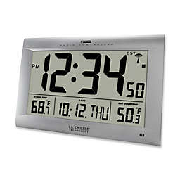 La Crosse Technology Large Atomic Digital Clock with Outdoor Temperature in Silver