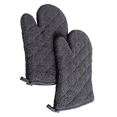 Terry Oven Mitts in Mineral (Set of 2). View a larger version of this product image.
