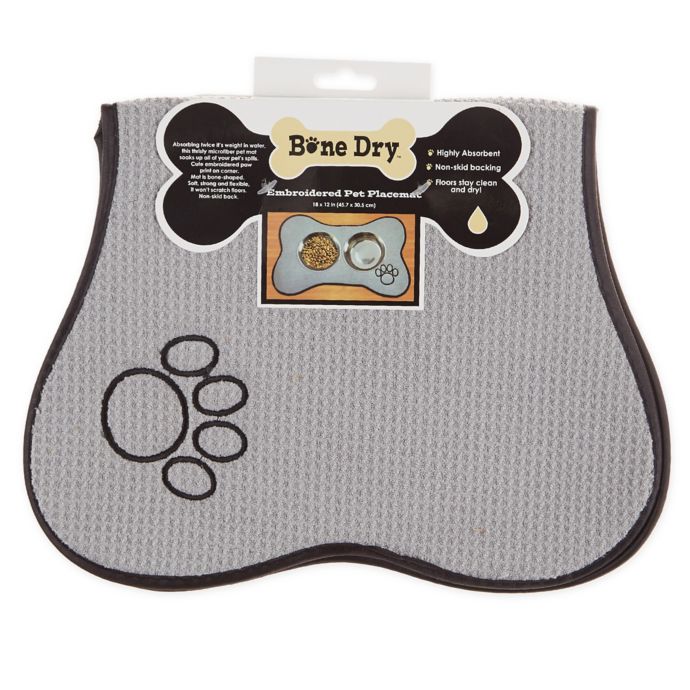 Bone Dry 18Inch x 12Inch Bone Shape Pet Mat in Grey Bed Bath and