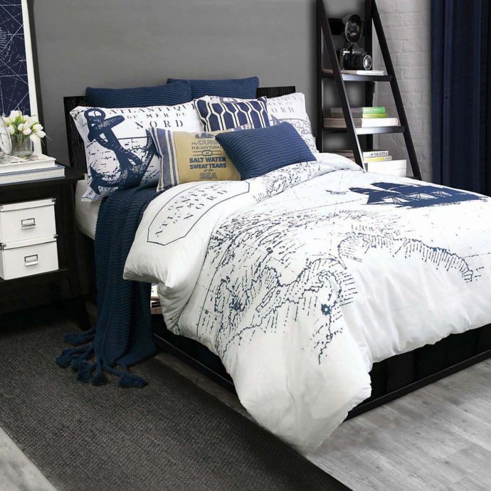 Shelburne Duvet Cover Set In Navy White Bed Bath Beyond