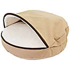 Alternate image 1 for Precious Tails 25-Inch Plush Felt Sherpa Pet Cave Bed in Tan