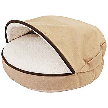 Precious Tails 25-Inch Plush Felt Sherpa Pet Cave Bed in Tan. View a larger version of this product image.
