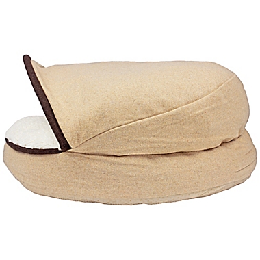 Precious Tails 25-Inch Plush Felt Sherpa Pet Cave Bed in Tan. View a larger version of this product image.